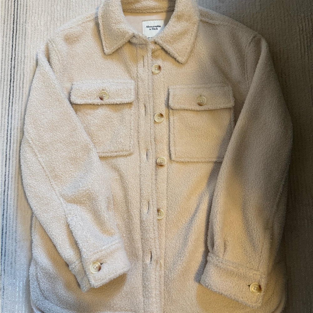 Abercrombie & Fitch Cream Sherpa Jacket